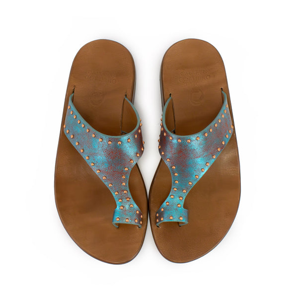 Calleen Cordero Alpha Sandal Aqua Rust W/ Copper Art