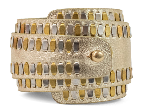 calleen cordero Amalia Double Wrap Bracelet Gold Britania w/ Brass & Nickel Art