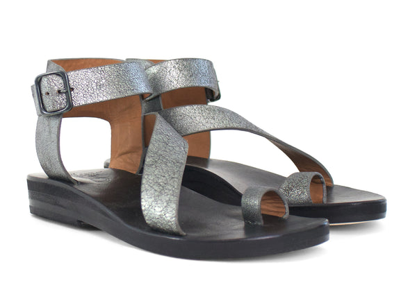 Calleen Cordero Amanda Wedge Sandal Granada Silver W/ Nickel Art