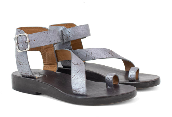 Calleen Cordero Amanda Wedge Sandal Granada Silver W/ Nickel Art