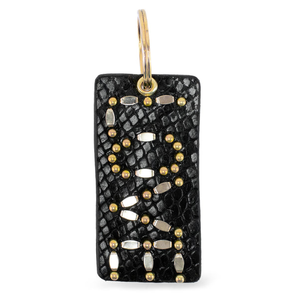 Calleen Cordero Amor Keychain Blue Cracked Leather W/Brass & Nickel