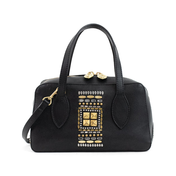Calleen Cordero Angie Kenji Handbag Black Belmont W/Copper - Nickel & Black Art