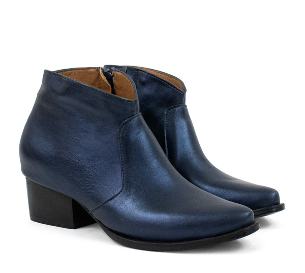 Calleen Cordero Arriba Boot Navy Metallic W/ Brass & Nickel Art