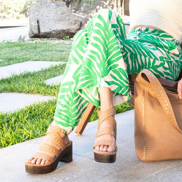 Calleen Cordero Asha Heel Natural Nappa W/ Brass & Nickel