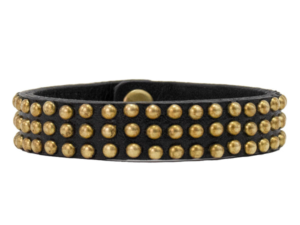 calleen cordero Athena .5" Bracelet Black Aniline w/ Brass Art