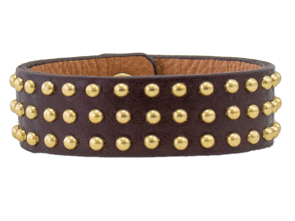 Calleen Cordero Athena .75" Bracelet Black Leather W/ Nickel Art