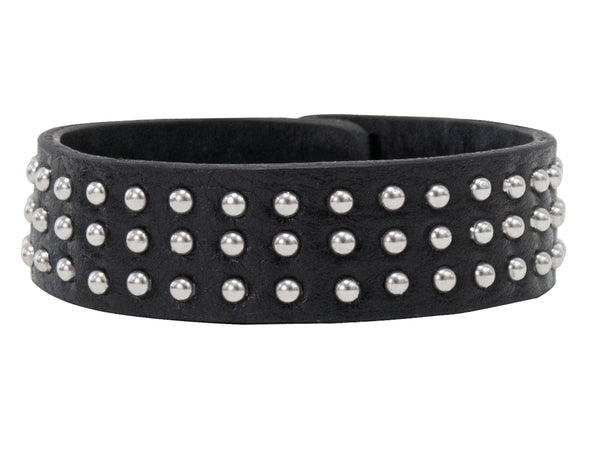 calleen cordero Athena .75" Bracelet Black Leather w/ Nickel Art