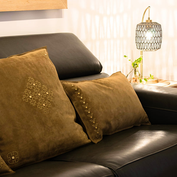 Calleen Cordero Atria 26" X 16" Pillow Case Atria Art - Arena Suede W/ Brass