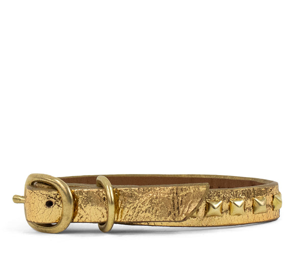 calleen cordero Baby Pyramid 8" Dog Collars Gold Mirror w/ Brass Art