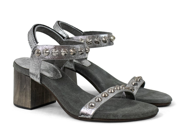 Calleen Cordero Bardot Heel Silver Mirror W/ Nickel Art