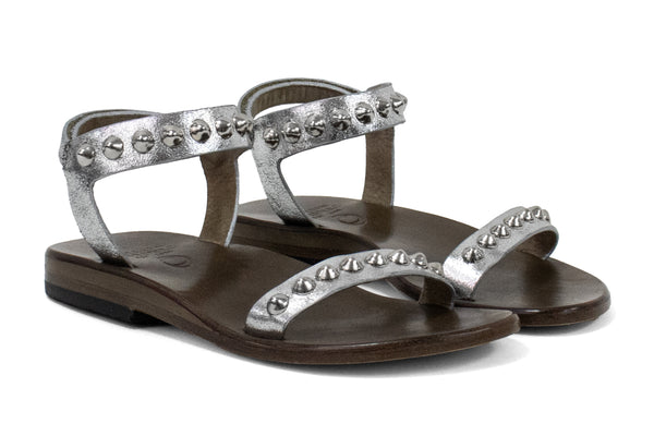Calleen Cordero Bardot Sandal Silver Met W/ Nickel Art