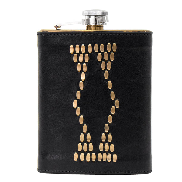 calleen cordero Basia Flask Black Leather w/ Brass Art