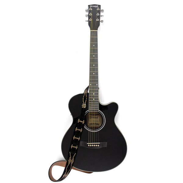 Calleen Cordero Basia Guitar Strap Black Suede W/ Brass Art