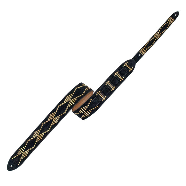 Calleen Cordero Basia Guitar Strap Black Suede W/ Brass Art