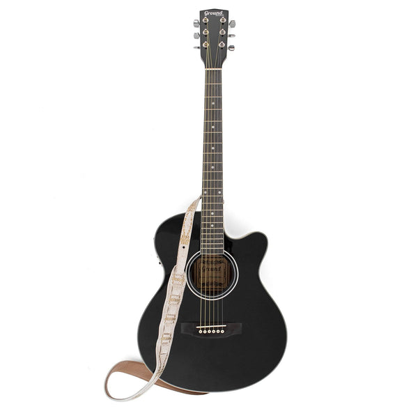 Calleen Cordero Basia Guitar Strap White Pearl Cracked W/ Brass Art