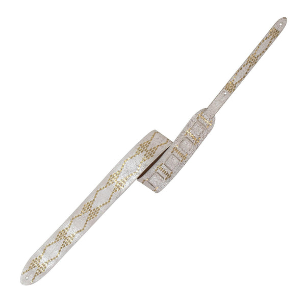 Calleen Cordero Basia Guitar Strap White Pearl Cracked W/ Brass Art
