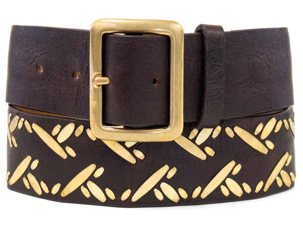 Calleen Cordero Baskia 1.75" Belt Navy De Pelle W/ Nickel Art