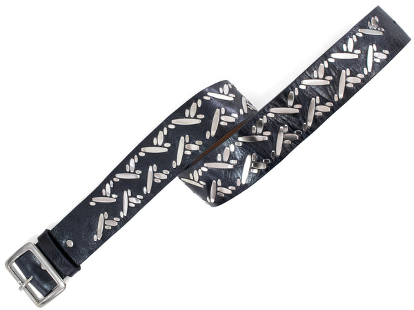 Calleen Cordero Baskia 1.75" Belt Navy De Pelle W/ Nickel Art