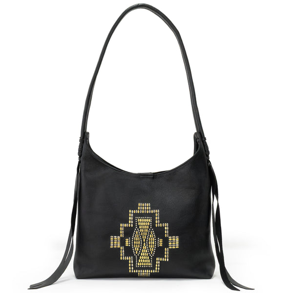 Calleen Cordero Becca Tribecca Handbag Butter Leather W/ Brass & Nickel Art