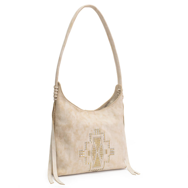 Calleen Cordero Becca Tribecca Handbag Butter Leather W/ Brass & Nickel Art