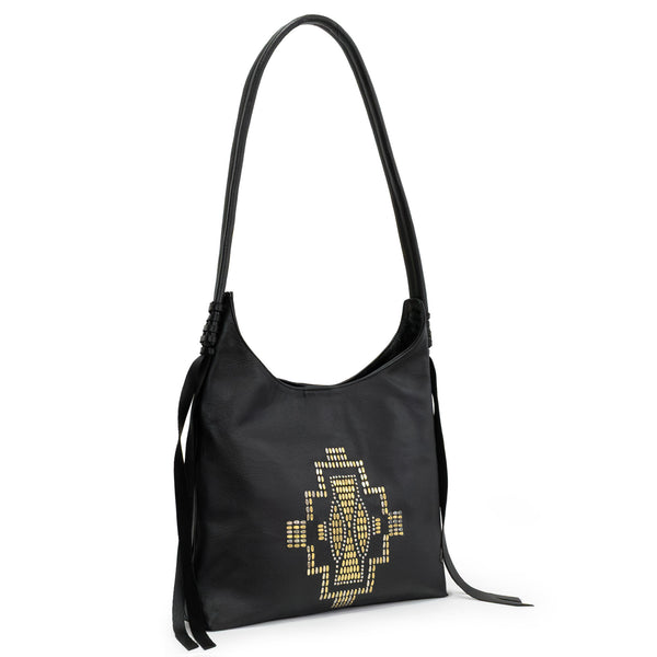 Calleen Cordero Becca Tribecca Handbag Butter Leather W/ Brass & Nickel Art