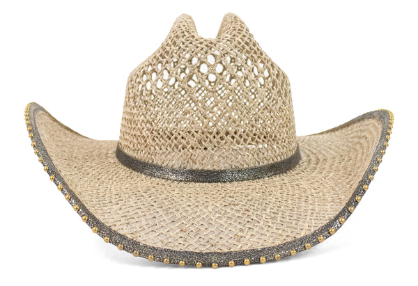 calleen cordero Blades Cowboy Hat Seagrass - Puerto Rico Silver w/ Brass Art