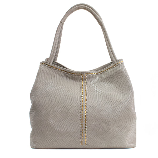 calleen cordero Blaze Handbag Linen Lizard w/ Brass & Nickel Art