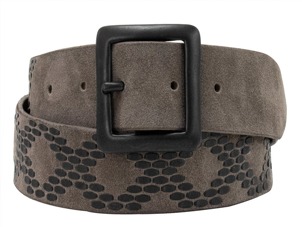 Calleen Cordero Boa 1.5" Belt Black Leather W/ Nickel Art