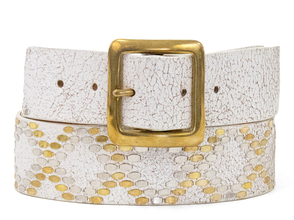 Calleen Cordero Boa 1.5" Belt Black Leather W/ Nickel Art