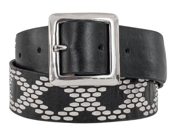 calleen cordero Boa 1.5" Belt Black Leather w/ Nickel Art