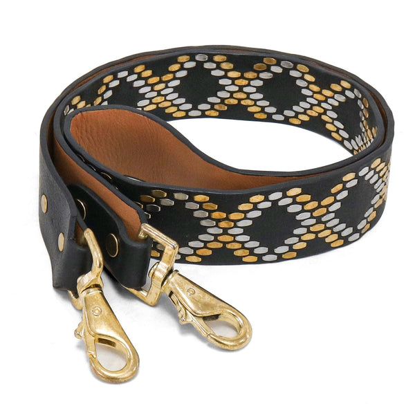 calleen cordero Boa Handbag Strap Black Aniline w/ Brass & Nickel Art