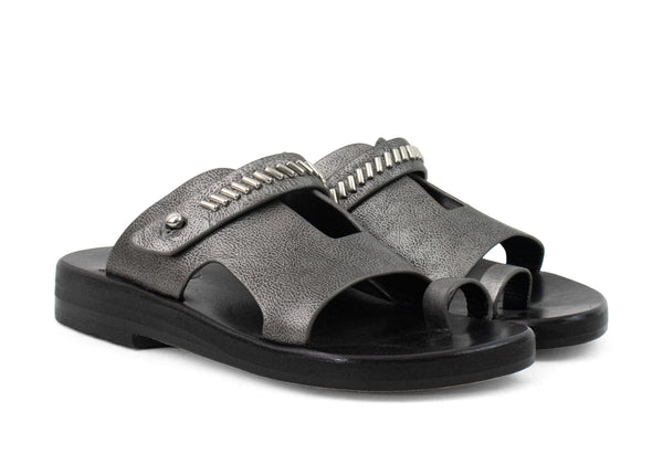 Calleen Cordero Bowie N-Nita Wedge Sandal Light Neo Silver W/ Nickel Art