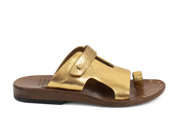 Calleen Cordero Bowie Sandal Gold Mirror W/ Brass Art