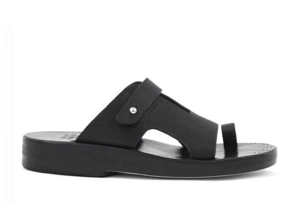 Calleen Cordero Bowie Wedge Sandal Black Leather W/ Nickel Art