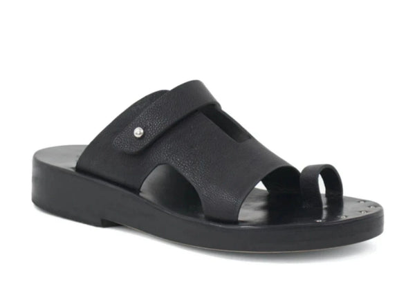 calleen cordero Bowie Wedge Sandal Black Leather w/ Nickel Art