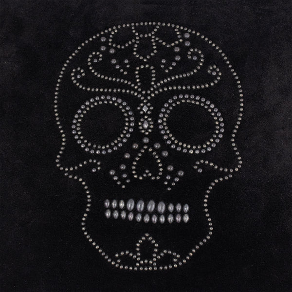 Calleen Cordero Calavera Pillow (Includes Pillow Insert) 20" X 20" Black Suede W/ Black Art