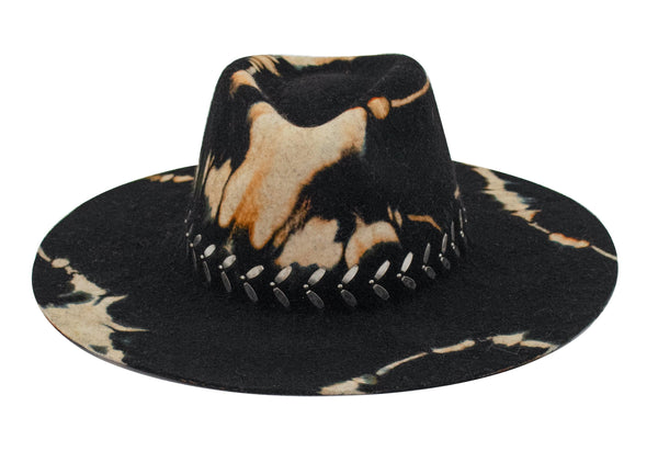 calleen cordero Cali Ennio Hat Black Multi Tie-Dye w/ Nickel Art