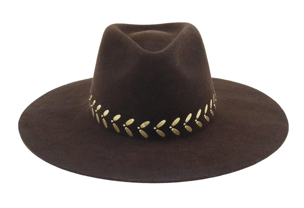 calleen cordero Cali Ennio Hat Dark Brown Wool w/ Brass Art