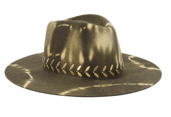 Calleen Cordero Cali Ennio Hat Green Multi Tie-Dye W/ Brass Art