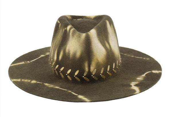 calleen cordero Cali Ennio Hat Green Multi Tie-Dye w/ Brass Art