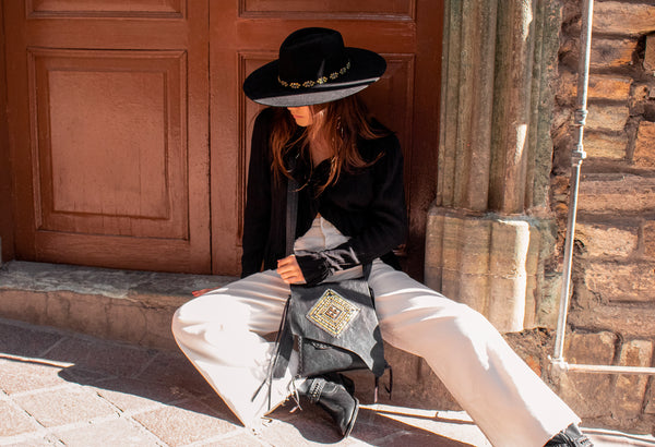 Calleen Cordero Cali Evoke Hat Black Wool W/ Nickel & Brass