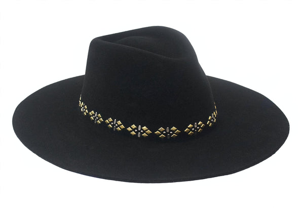 Calleen Cordero Cali Evoke Hat Black Wool W/ Nickel & Brass