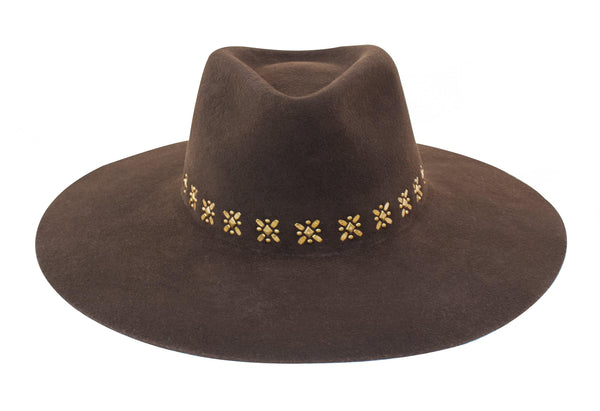 calleen cordero Cali Frida Hat Dark Brown Wool w/ Brass Art