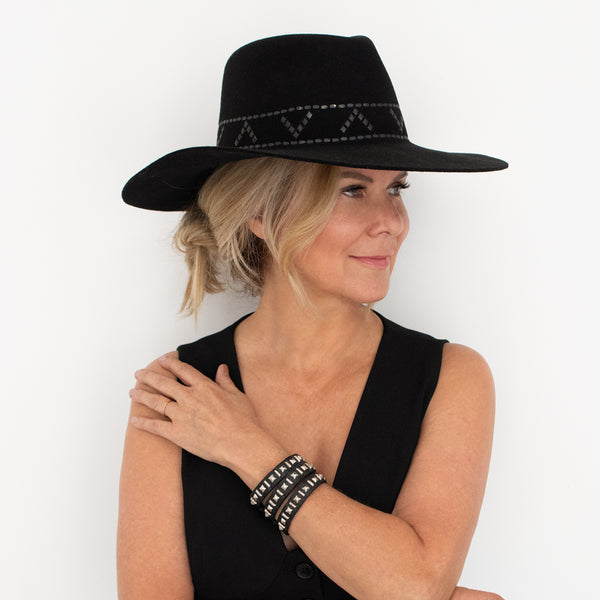 Calleen Cordero Cali Miki Hat Black Wool W/ Black Art