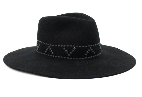 Calleen Cordero Cali Miki Hat Black Wool W/ Black Art