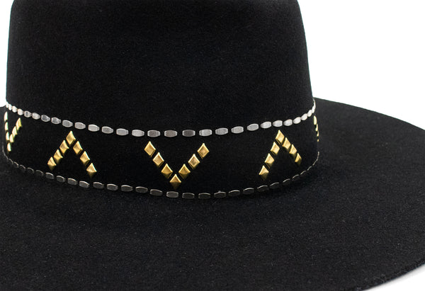 Calleen Cordero Cali Miki Hat Black Wool W/ Brass & Nickel