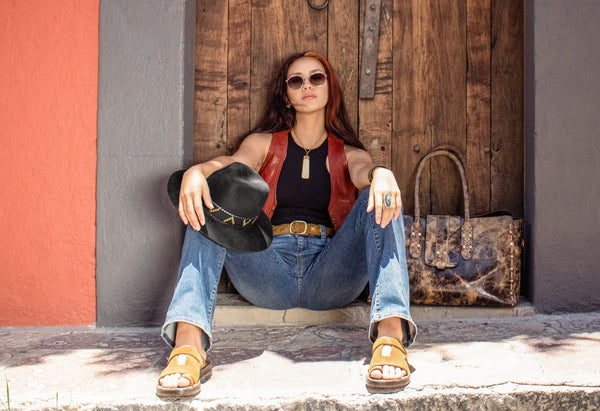 Calleen Cordero Cali Miki Hat Black Wool W/ Brass & Nickel