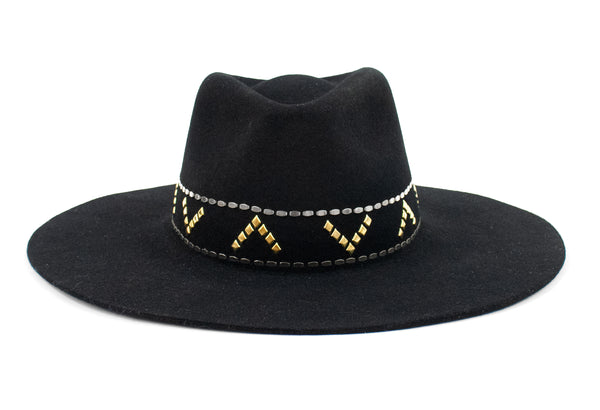 calleen cordero Cali Miki Hat Black Wool w/ Brass & Nickel