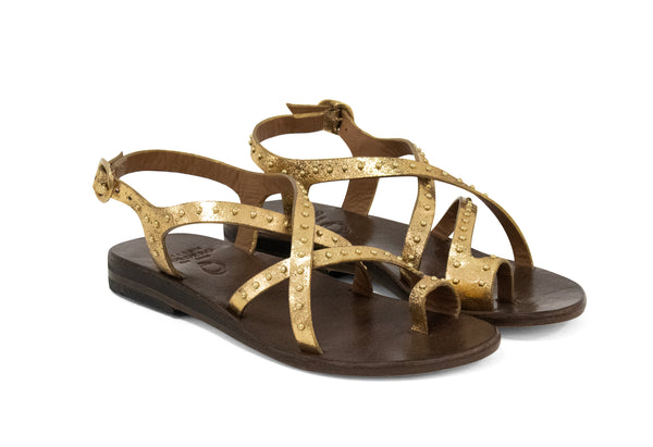 Calleen Cordero Amera Sandal Gold Met W/ Brass Art