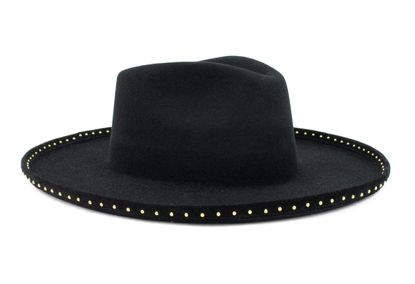 Calleen Cordero Gypsy Hat Black Wool W/ Brass Art